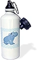 ローズWB _ 37289 _ 1 "キュートベビーブルーHippo Onブルー点線Back "スポーツウォーターボトル、21オンス、ホワイト