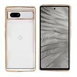 Google Pixel 7a 用 ケース クリア グーグル ピクセル7a カバー スマホケース 透明 耐衝撃 TPU 薄型 軽量 メッキ加工 ソフトケース 落下防止 擦り傷防止 レンズ保護 ゴールド 互換性あり