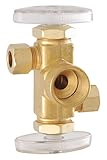 LDR 537 5802RB 1/2-Inch FIP by 3/8-Inch Comp by 3/8-Inch Comp Dual Outlet Double Handle Shut-Off Ang