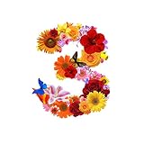 一文字からの 数字 ステッカー 花 フラワー Lサイズ 10cm×10cm 一文字からの 数字 ステッカー 3 mojis-flowe0L3-ds