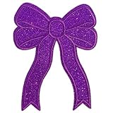 アイロンワッペン リボン 刺繍アップリケ パープル 12.9×10.3cm のり付き 9色 NYANDELMO ND-0416-R01 ND-0416-R01-PR