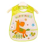 出産祝い　ベビー　赤ちゃん　食事用スタイ　ビブ　よだれかけ　エプロン　前垂れ　防水　防汚　洗いやすい　快適　可愛い　1-3歳（幸せなホース）