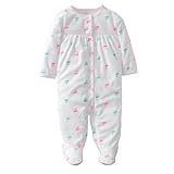 カーターズ（Carter's)女の子用パイル地ホワイトxピンク＆グリーンチェリー柄足つきカバーオール 9months 9ヶ月用( 67-72cm )女の子用白タオル地足付ロンパース [並行輸入品9 [