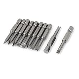 uxcell　スパナドライバービット　金属材料　グレー　50mm 長　6.3mm六角シャンク幅　U5チップ　10個入り