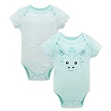 KAVKAS カバーオール 新生児から ロンパース 赤ちゃん 綿100% 半袖 Baby ボディースーツ 2枚セット ベビー服 Bodysuit ゼブラ-3-6M