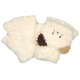 ガールズ|スキーウェア[てぶくろどうぶつえん]ニット手袋|ねこ柄|のびのび手袋|ミトンカバーつき指きりニット|アニマル手袋|女の子 Fサイズ ホワイト