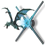 3D ホログラム ファン、3D ホログラム LED ファン プロジェクター、ホログラフィック ファン広告サポート アプリ + リモート + Bluetooth オーディオ + 店舗、ハロウィーン、クリスマス用のスプライシング,42cm