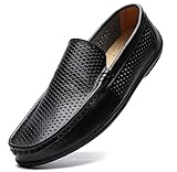 [シェリーラヴ] メンズ ドライビングシューズ ビジネスシューズ 本革 ローファー スリッポン モカシン 軽量 カジュアル デッキシューズ (ブラック, measurement_28_point_5_centimeters)