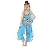 Tovadoo 子供服 ベビー服 女の子 トップス+ズボン 2点セット ベリーダンス衣装 ダンス 演出服 多色 可愛い プレゼント 105-155cm（アクセサリーは付いていない）