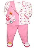 Taggies Baby Girl 3 Piece Elephant Footed Pants Outfit by Taggies カラー: ピンク