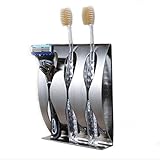 Prawey（TM） ステンレススチールウォールマウント歯ブラシホルダー2/3ポジション自己粘着歯ブラシオーガナイザーボックスバスルームアクセサリーIC881824