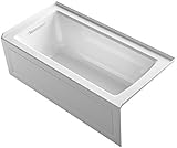 KOHLER K-1946-LA-0 Alcove Bath with Integral Apron, Tile Flange and Left Hand Drain, 60" x 30", Whit