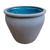 14号 大きな睡蓮鉢 大型 つぼ型深 黒土 マットブラック 陶器 水辺のビオトーブ 4662BE14