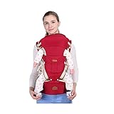 【ANION】多機能 抱っこひも 抱っこ紐 新生児 赤ちゃん ベビーキャリア 6WAY 外出用品 ベビー用品 (レッド)