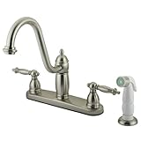 キングストン真鍮Templeton 8インチキッチン蛇口withホワイトSprayer 8-Inch Center KB7118TL 1
