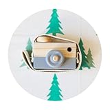 グレーwooden-toy-camera-kids-creative-neck-hanging-rope-toy-photography-prop-gift