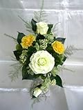お仏壇や神棚のお供えアレンジ ミントイエローのバラのアレンジプリザーブドフラワー