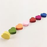 Mamimami Home 木製のビーズ 幼児　おしゃぶりチェーン 授乳看護用 歯固め玩具 のため　16x18MM ハート型 カラービーズ 歯固め 七色 混色 安全素材 100個「BPAフリー」