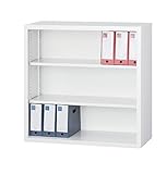 【HCB-TD33K】 キャビネット 書庫 収納 完成品 深型 オープン書庫 戸棚 書棚 【オフィス家具市場オリジナル:日本製】 W880×D515×H880 ホワイトグレー