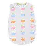 HUHU 6重ガーゼ スリーパー ベビー パジャマ ふわふわ コットン 柔らかい 綿 (リンゴ)