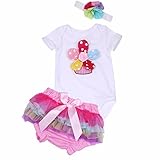 (アイム)iiniim　ベビー　可愛い　ロンパース　ブルマー　ヘッドバンド　撮影道具　誕生日プレゼント　祝い　子供の日　三五七　3点セット ホワイト＆ピンク S