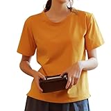 [COTEN] カップ付き 半袖 綿 ブラトップ Tシャツ コットン パッド付きTシャツ レディース (M, イエロー)