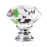 Tecrio 30mm Clear Crystal Glass Diamond Shape Cabinet Knob Drawer Cupboard Pull Handle 12pcs-Pack [並