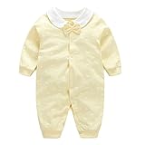 エルフ ベビー(Fairy Baby)ベビー服カバーオールロンパース 蝶結びつき長袖 春秋 出産祝い イエロー 80cm