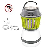 Lecxci　蚊取り器 UV光源誘引式 電撃殺虫器 虫退治 誘虫灯 蚊取りと照明両用　LED搭載　静音 省エネ　輻射無し　2200mAhの充電可のバッテリー　IP67防塵防水 (緑)
