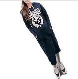 【プラセル】 授乳口 授乳服 マタニティトレーナー パーカー ワンピース 裏起毛 スウェット 暖か チュニック (XL, ネイビー裏起毛)