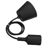 SODIAL E27 シリコーンゴムマウントシーリングランプ 電球ランプケーブルランプマウント DIYランプホルダーランプベース ブラック