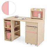 LOWYA （ロウヤ） 勉強机 学習デスク リバーシブルカラー 兄弟デスク 木製 幅120cm ピンク or ホワイト おしゃれ 入学 入園