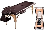 Kennkari マッサージベッド 折りたたみ コンパクト 施術台 ポータブル 出張 エステ 木製 診察台 超軽量 整体台 有孔 7段階高さ調節 組立て不要 (ブラウン)