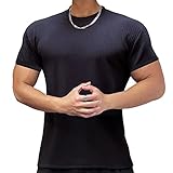[Anmur] ジムtシャツ 半袖 メンズ 筋トレ ストレッチ フィットネス トレーニング スポーツ おしゃれ 吸汗 通気 速乾 半袖 ブラック-L