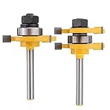 TOOGOO セットに2ピース　1/4-インチ　シャンク一致タングとグルーヴルータービットセット
