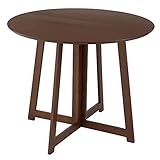 ドウシシャ(Doshisha) ダイニングテーブル ブラウン 幅90×奥行90×高さ72cm 折りたたみテーブル 丸型 天然木 DT90R-BR