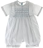 Boysホワイトドレッシーロンパース洋服ブルーSmocking Feltman Brothers カラー: ホワイト