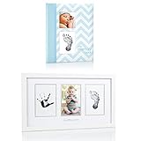 Maven Gifts: Pearhead Chevron Baby Book with Clean-Touch Ink Pad, Blue with Pearhead Baby Prints Pho