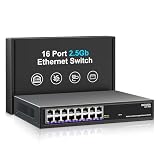 16ポート2.5Gbイーサネットスイッチ非管理、NICGIGA 16ポート2.5Gネットワークスイッチ、プラグアンドプレイ、デスクトップまたは19インチラックマウント、ファンレスメタルデザイン。