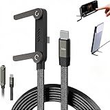 2-in-1 目に見えないホルダー充電ケーブル スタンド付き、横向き電話充電器、240W 編組急速充電ケーブル 内蔵電話スタンド付き、ゲーム、オフィス、車内旅行用 Type-C - Type-C