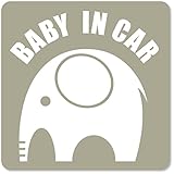 imoninn BABY in car ステッカー　【マグネットタイプ】　No.01　ゾウさん　（グレー色）