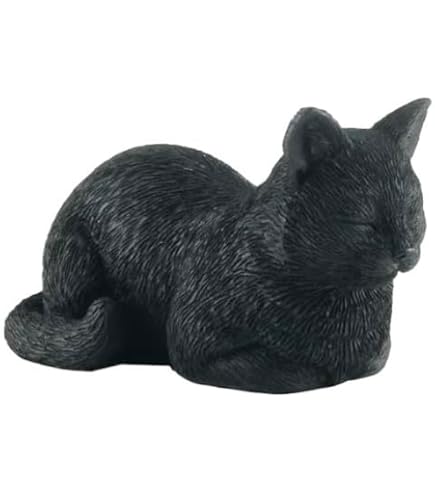 Amazon.co.jp: 黒のストレッチ猫の置物、7インチの樹脂像、ホーム