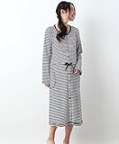 Angeliebe エンジェリーベ マタニティ パジャマ 授乳口付き スムース ボーダー ネグリジェ 妊婦服 産前 産後 前開き （mutti ei） M ネイビー 21932 21932260