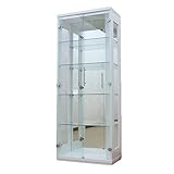 ミラー付大型ガラスコレクションキャビネット ホワイト