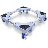 洗濯機 台 Angeno 冷蔵庫置き台 キャスター付 昇降可能 幅/奥行40-60cm伸縮式 移動式 耐荷重約500kg 防振減音パッド付き