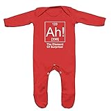 (フロソ) FLOSO 赤ちゃん・ベビー用 Ah The Element Of Surpriseプリント 長袖ロンパース ボディースーツ オールインワン スリープスーツ (6-12ヶ月) (レッド)