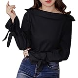 [ル・セリジエ] シャツ ブラウス レディース 長袖 リボン 無地 きれいめ かわいい トップス パーティー (黒, L)