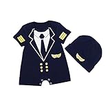 ALLAIBB ベビー服 ロンパース 夏 半袖 男の子 前開き 警察服 2点セット 帽子 ブラック size 66 (ブラック)