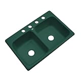 ニューポート差し込み式アクリル33 x 22 x 9で。4-holeダブルボウルキッチンシンクin Rain Forest