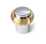 Laurey 40526 Gleaming Solid Brass 1-1/4-Inch Diameter Knob, Chrome with Brass Ends [並行輸入品]
